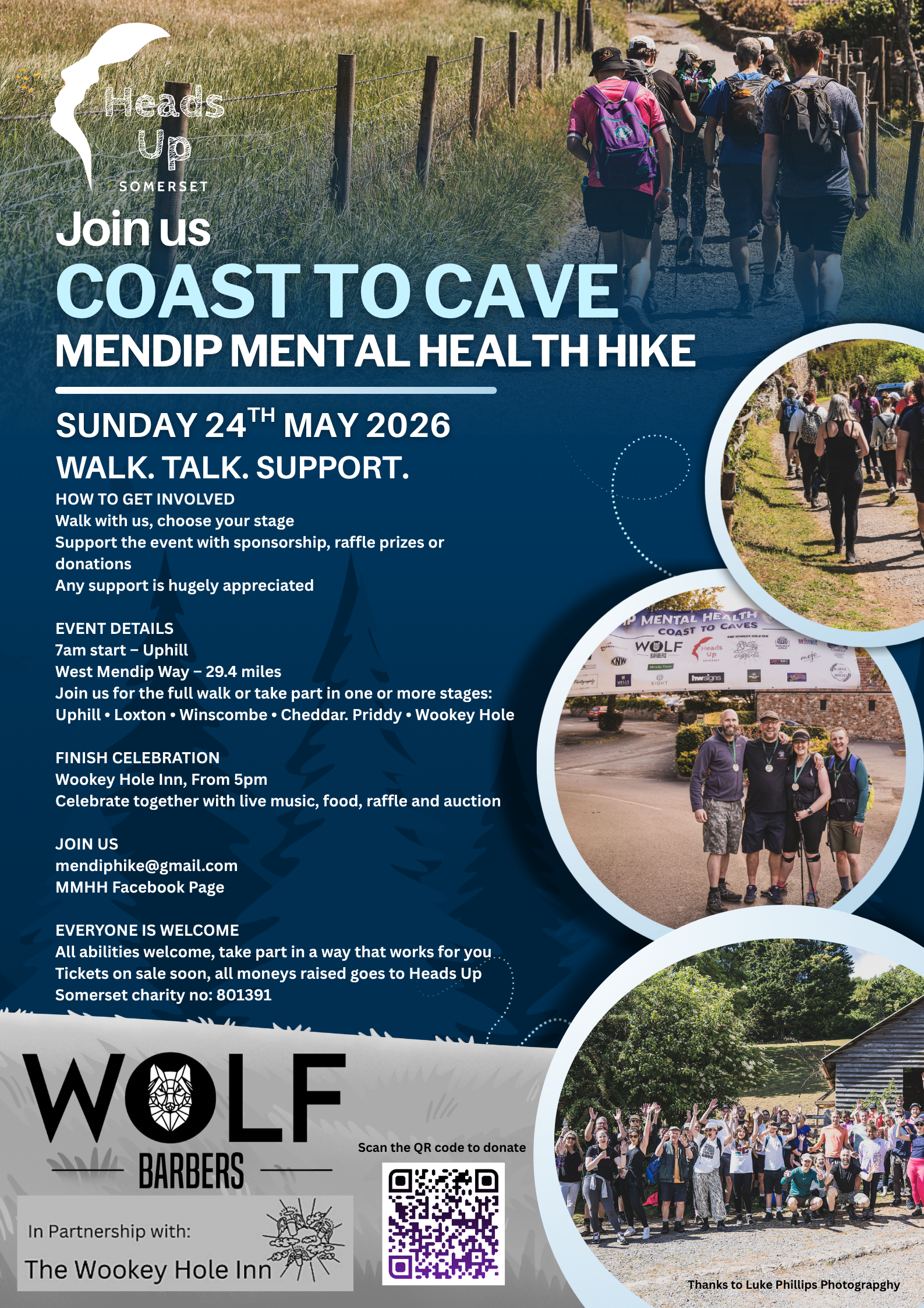 Coast to Cave Mendip Mental Health Hike Poster
